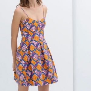 ZARA Trafaluc Collection Orange Floral strap Dress. Size XS
